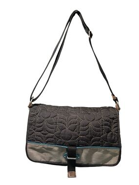 FOSSIL Key-Per Black Quilted Floral Messenger Bag Crossbody #ZB5023